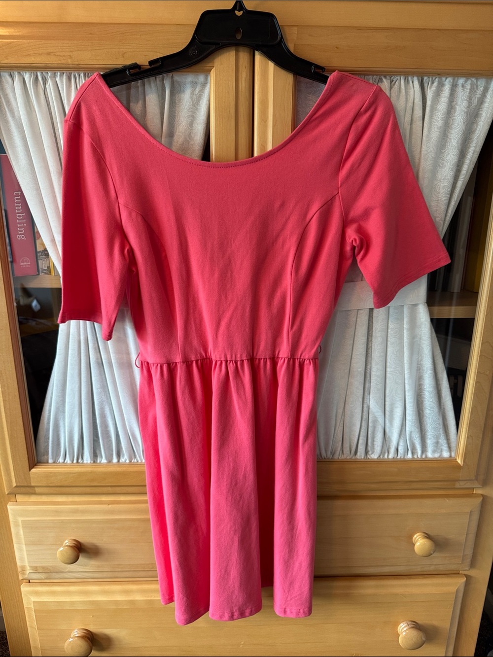 Annabelle Coral-Pink Scoop Neck Mini Dress